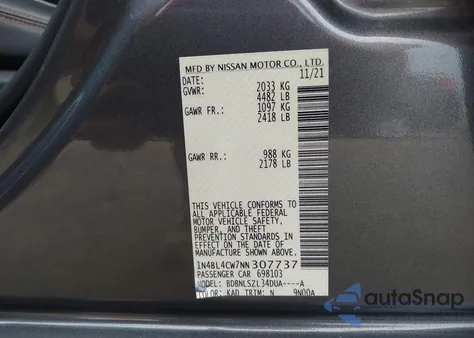 2022 Nissan Altima Sr Intelligent Awd z USA, uszkodzony, nr VIN 1N4BL4CW7NN307737